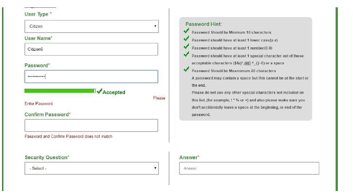 Creating New Account